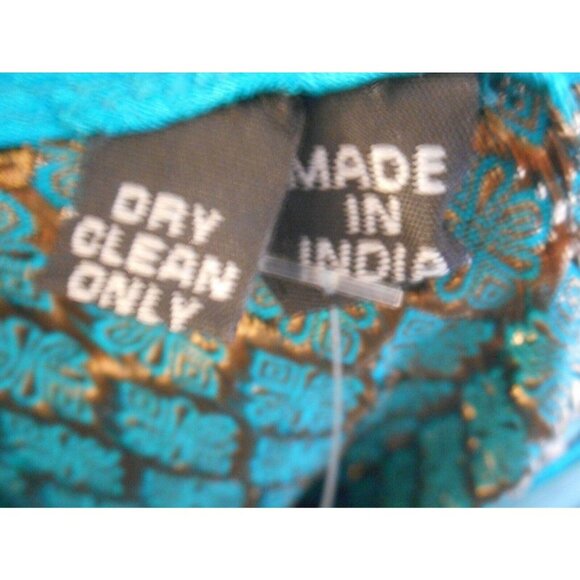 Gorgeous Beaded Teal Gold w Scarf Dress India - Picture 5 of 11